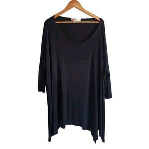 FP Beach Tunic Dress Women's XS Black Oversized Soft Flowy Side Slit